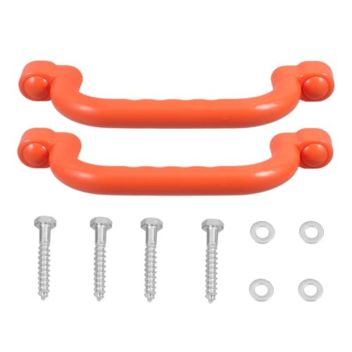 LRXIYODE 2 Stück Sicherheitsgriffe für Klettergerüste rutschfeste Kunststoff Kinderhandgriffe für Spielplatz Bruchfest Glatt Verarbeitet Geeignet für Indoor und Outdoor Spielgeräte Orange von LRXIYODE