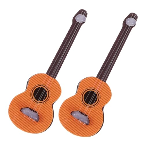 LRXIYODE 2 Stück Simulation Gitarre Modelle klein Mini-Gitarrenmodell Zubehör Puppenhaus Dekoration kreative Mini-Gitarre Miniatur Gitarre hölzern Light Brown von LRXIYODE
