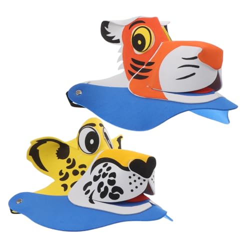 LRXIYODE 2 Stück Sonnenhut für kindermütze tiermütze Hut- Cartoon-Tier-Partyhüte tierische Kopfbedeckung Tiger-Kopfbedeckung Karneval Tierhut dekorativer Tigerhut Schaum von LRXIYODE