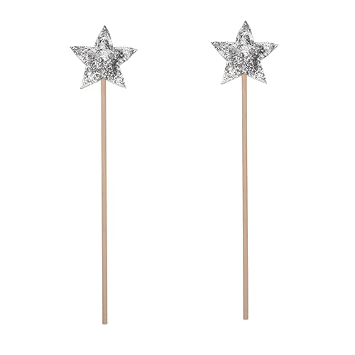 LRXIYODE 2 Stück Stern Zauberstäbe für Mädchen Glitzernde Feenstäbe als Geburtstagsgeschenk Party Deko und Bühnenrequisiten Silberne Sternstab Accessoires für Kostüm und Rollenspiel von LRXIYODE