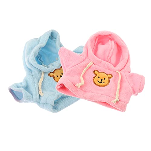 LRXIYODE 2 Stück Teiliges Austauschbare Plüschbär Kleidung Niedliche Puppenbekleidung Weiche Sweatshirts Rosa und Blau Bärenkleidung für Kuscheltiere Dekoratives Outfit für Puppen von LRXIYODE