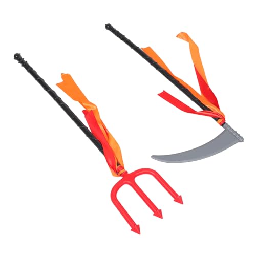 LRXIYODE 2 Stück Teiliges Halloween Cosplay mit Leichtem Plastik- und Sense Realistisches Teufelsrequisit für Kostümparty Geeignet für Erwachsene und Jugendliche Vielseitiges von LRXIYODE