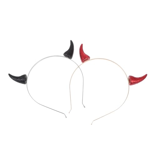 LRXIYODE 2 Stück Teiliges Halloween Teufelshorn Haarreifen Leichtes Stirnband in Schwarz und Rot Komfortabel Tragbare Kopfbedeckung für Erwachsene für Halloween und Kostümpartys von LRXIYODE