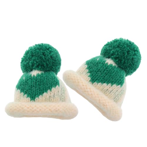 LRXIYODE 2 Stück Teiliges Mini Strickmützen Kleine Gehäkelte Wollmützen DIY Bastelaccessoires für Puppen Weinflaschen Deko für Osterparty Kuscheltier Zubehör von LRXIYODE
