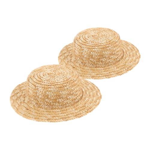 LRXIYODE 2 Stück Teiliges Mini Strohhut Handgewebte Kleine Runde Miniaturhüte DIY Bastelbedarf für Puppen Mini Hüte für Dekoration Puppenhaus Accessoires Vielseitig für Kreative von LRXIYODE