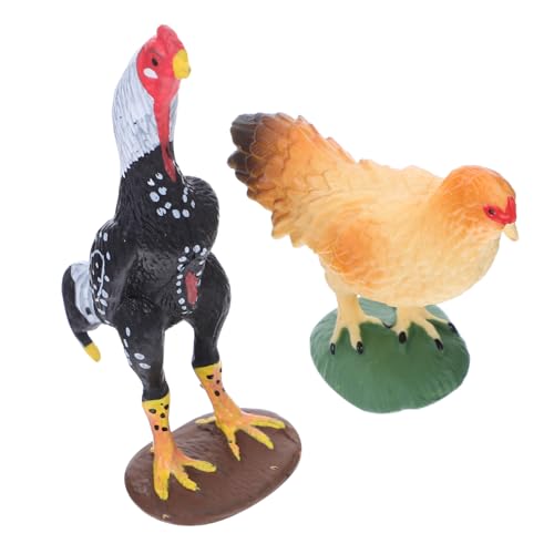 LRXIYODE 2 Stück Teiliges Miniatur Bauernhof Hühner Realistische Henne und Hahn Figuren Farmtier Modelle für Lernspielzeug Garten Dekoration von LRXIYODE