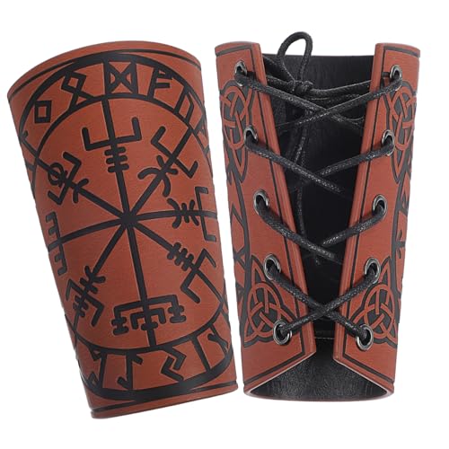 LRXIYODE 2 Stück Teiliges Mittelalterliche Geprägte Armschienen aus PU Material mit Verstellbaren Riemen Komfortable Armschützer für Renaissance Kostüme und Historische Events in Braun LRXIYODE 2 Stück Teiliges Mittelalterliche Geprägte Armschienen aus PU Material mit Verstellbaren Riemen Komfortable Armschützer für Renaissance Kostüme und Historische Events in Braun von LRXIYODE