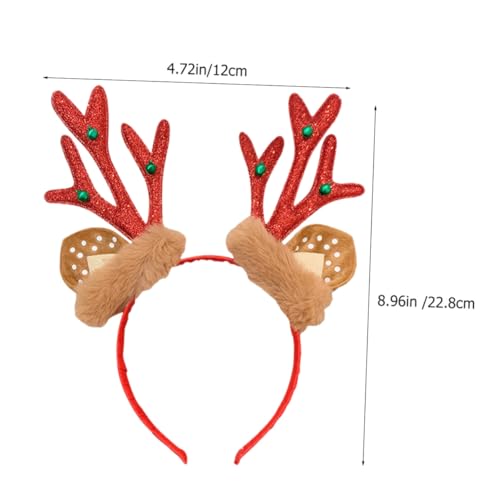 LRXIYODE 2 Stück Teiliges Weihnachts Rentier Geweih Stirnband Leichtes Hautfreundliches Party Kopfschmuck Festliche Dekoration für Weihnachten Karneval Fasching und Cosplay Rot von LRXIYODE