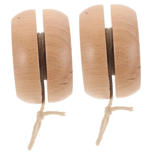 LRXIYODE 2 Stück hölzernes Jo-Jo Spielplatz Outdoor Visuell ansprechendes für für Kleinkinder kleine Hüpfbälle für Holz Light Brown von LRXIYODE
