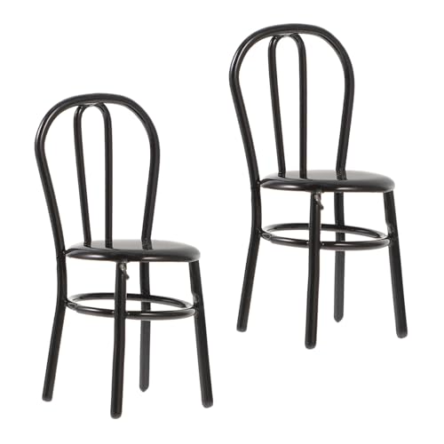 LRXIYODE 2 Stück realistischer Ministuhl Dekoration Schlafzimmer Bedroom Decoration Miniaturmöbel klein Zubehör winzig entzückender Ministuhl entzückende Mini-Hausdekoration Legierung Black von LRXIYODE