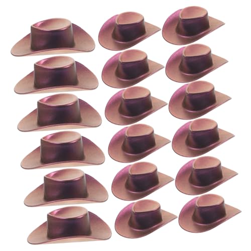 LRXIYODE 20 Stück Mini-cowboyhut Cowboyhut Für Puppe Cowboyhüte Strohhut Puppenhüte Hut-kuchenaufsatz Kleine Cowboyhüte Ausgestopft Lustiger Hut Zubehör Frosch Winzig Violett Plastik von LRXIYODE