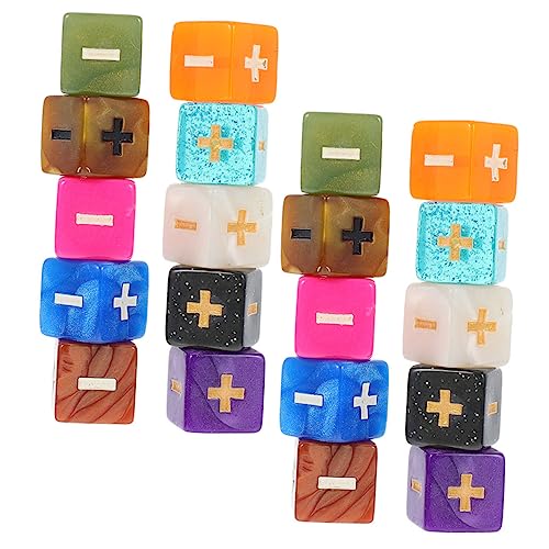 LRXIYODE 20 Stück Teiliges Acryl Würfel mit Plus Minus Zeichen Robuste Mathe Lernwürfel für Langlebige Rechenhilfe Spielzeuge für Grundschule und Homeschooling Farblich Zufällige Farbe von LRXIYODE