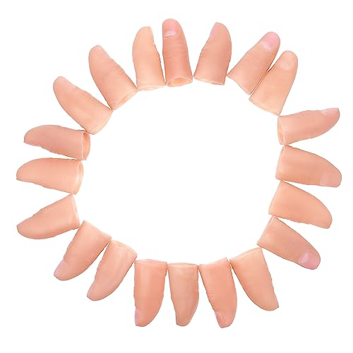 LRXIYODE 20 Stück Teiliges Fingerkuppen Prop Elastische und Realistische Daumenspitzen mit Künstlichen Fingernägeln für Kreative Bühnenauftritte und Tricks von LRXIYODE