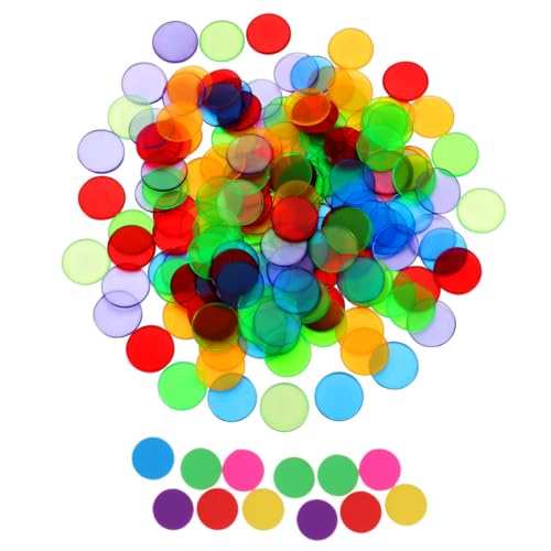 LRXIYODE 200 Stück Transparente und Bunte Kunststoffspielchips Pädagogische Zähl Rechenmünzen für Geeignet für Lernspiele Matheunterricht und Bingo spielspaß von LRXIYODE