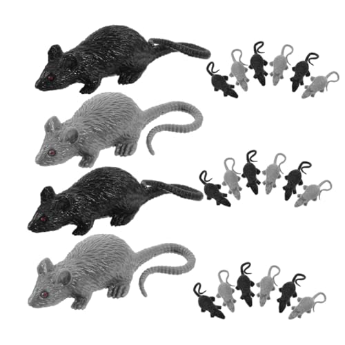 LRXIYODE 24 Stück Teiliges Halloween Dekor Realistische Plastikmäuse Lebensechte Fake Ratten Scherzartikel für Gruselige Partys und Halloween Deko von LRXIYODE