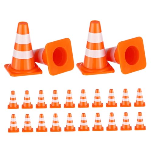 LRXIYODE 24 Stück Teiliges Mini verkehrskegel Realistische Orangefarbene Baustellen pylonen und Straßenschilder Interaktives Lernspielzeug zur Verkehrssicherheit und Rollenspiel Fördert von LRXIYODE