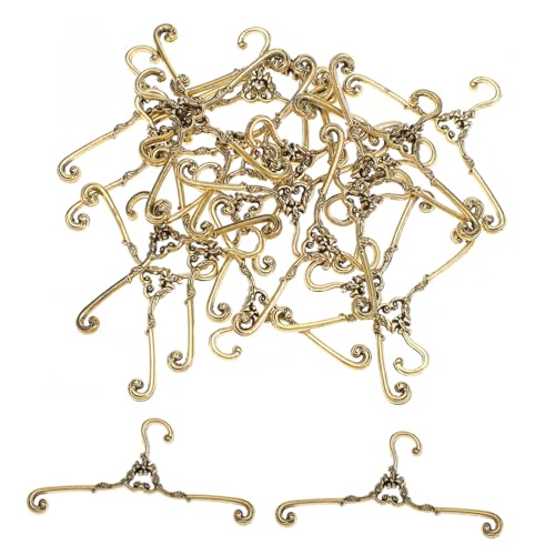 LRXIYODE 24 Stück Teiliges Miniatur Puppenkleiderbügel aus Metall Bronze Farben Robust und Detailreich zur Platzsparenden Aufbewahrung und Ordentlichen Präsentation von Puppenkleidung im von LRXIYODE