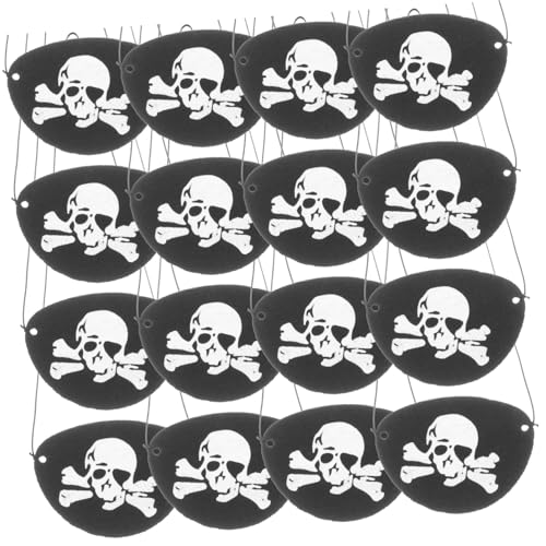 LRXIYODE 24 Stück Teiliges Piraten Augenklappe mit Totenkopf Motiv Leichte Filz Maske für Halloween Kostüm Party und Karneval Kreative Einäugige Cosplay Augenabdeckung für Erwachsene von LRXIYODE