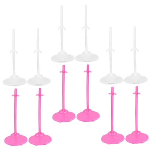 LRXIYODE 24 Stück Teiliges Puppenständer Transparente und Rosa Action Figur Halter Stabile Doll Supports für Puppenhaus Kreatives Design Vielseitig Einsetzbar für Regal Tisch und von LRXIYODE