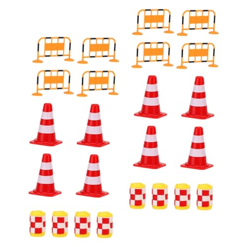 LRXIYODE 24 Stück Teiliges Robustem Inklusive Roter Oranger und Gelber Straßenleitkegel und Absperrungen Pädagogisches für Frühe Verkehrserziehung und Fantasievolles Rollenspiel von LRXIYODE