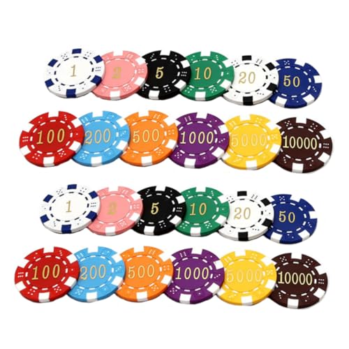 LRXIYODE 24 Stück Teiliges Spielset Lernspielchips mit Wertzahlen Bunte Belohnungsmünzen für Mathe Lernen und Spieleinsatz von LRXIYODE