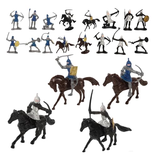 LRXIYODE 28 Stück Miniatur Soldaten Figuren Set Teiliges Mittelalterliches Modell mit Realistischen Reiter und Krieger Figuren für Kreative Rollenspiele und Miniaturszenen von LRXIYODE
