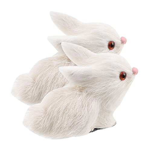 LRXIYODE 2Stücke Realistische Plüschkaninchen Deko Furry Rabbit Figuren für Kreative Heim und Gartendekoration Langlebig und Lebensecht von LRXIYODE