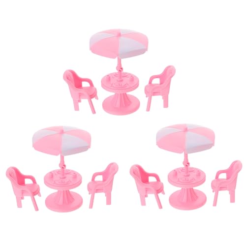 LRXIYODE 3 Sätze Mini-stuhlschirm Dekorativer Mini-strandkorb Puppe Strand Requisiten Miniaturdekoration Puppenhauszubehör Mini-sonnenschirmmodell Mini-strandspielzeug Abs Weiß von LRXIYODE