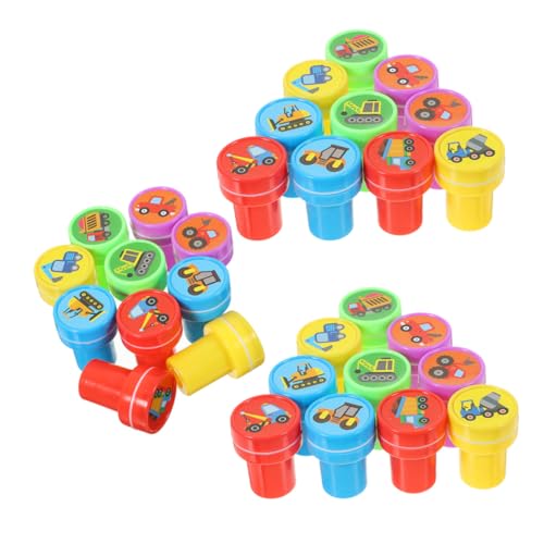 LRXIYODE 3 Sätze Stempel Baustellenfahrzeuge mit Feuerwehr und Feuerwehrauto Motiven Teiliges Kunststoff Kreative Partygeschenke und Belohnungen für Schule und von LRXIYODE