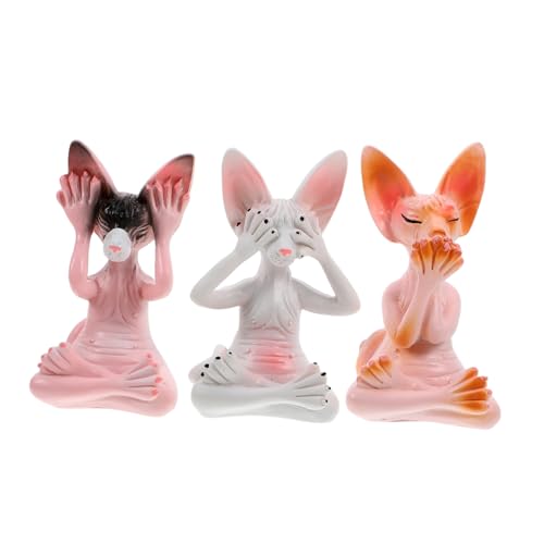 LRXIYODE 3 Stück Katzendekoration Fitness-katzenskulptur Katzentee-haustierstatuen Meditationskatzenskulptur Nach Hause Kleine Katzenstatue Für Den Desktop Seltsame Statue Büroskulptur Harz von LRXIYODE