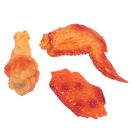 LRXIYODE 3 Stück Künstliche Frittierte Lebensmittel: Gefälschte Hähnchenschenkel, Flügel, Simuliertes Modell, Lebensechtes Gekochtes Fleisch, Küche, Zuhause, Party-Dekoration, Display, von LRXIYODE