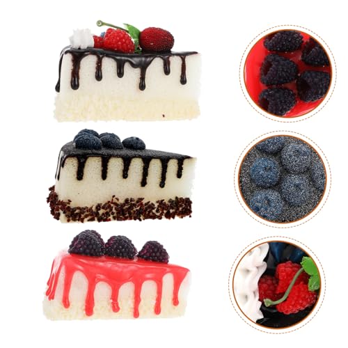 LRXIYODE 3 Stück Künstliche Kuchenmodelle Teilig Realistische Torten Deko aus PU Material Fotografie Requisiten für Bäckerei Shop Restaurant Hochzeit Party von LRXIYODE