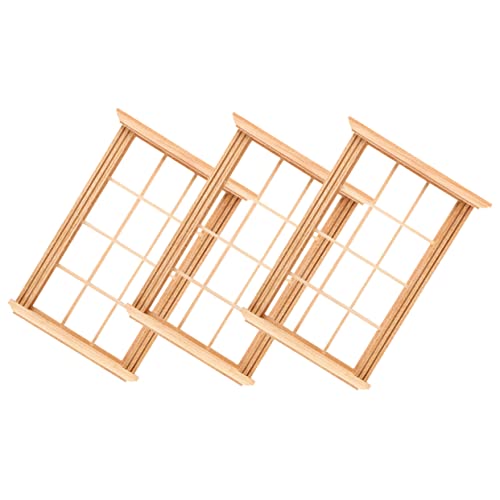 LRXIYODE 3 Stück Maßstab Puppenhaus Zubehör Detailreiche Mini Fenster für DIY Puppenmöbel Kreative Dekoration für Puppenhaus und von LRXIYODE