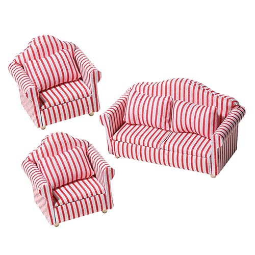 LRXIYODE Miniatur Sofa 3 Stück Puppenhaus Möbel Rotes und Weißes Streifen Design für Puppenhaus Dekoration Miniaturcouch für Kinder und Sammler LRXIYODE Miniatur Sofa 3 Stück Puppenhaus Möbel Rotes und Weißes Streifen Design für Puppenhaus Dekoration Miniaturcouch für Kinder und Sammler von LRXIYODE