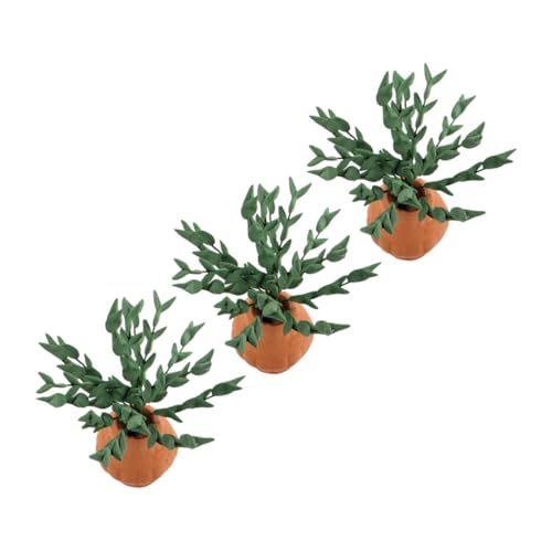 LRXIYODE 3 Stück Puppenhaus Bonsai Dekoration Kreative DIY Mini Blumentöpfe Stoff Pflegefreie Miniatur Pflanzen für Puppenhaus Zubehör von LRXIYODE