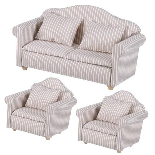 LRXIYODE 3 Stück Puppenhaus Miniatur Möbel Sofa Teilig mit Einzelsesseln und Zweisitzer Detailreiche Wohnzimmer Deko Hochwertige Simulation Robust und Vielseitig für Puppenhaus Deko LRXIYODE 3 Stück Puppenhaus Miniatur Möbel Sofa Teilig mit Einzelsesseln und Zweisitzer Detailreiche Wohnzimmer Deko Hochwertige Simulation Robust und Vielseitig für Puppenhaus Deko von LRXIYODE