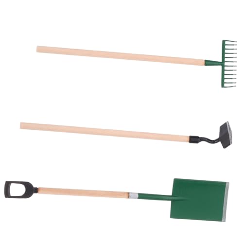 LRXIYODE 3 Stück Puppenhaus Zubehör Mini Schaufel Harke und Gartenhacke für Mädchen und Kreative Gartenarbeit von LRXIYODE