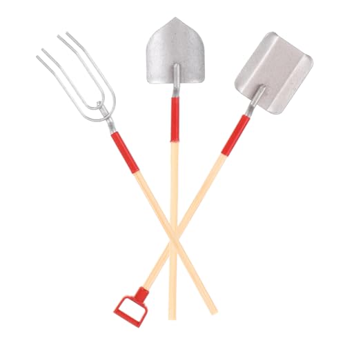 LRXIYODE 3 Stück Puppenhaushacke Winziges Hauszubehör Mini-hausgartengerät Dekorative Mini-Werkzeuge Mini-hausgartenwerkzeug Miniaturgartenzubehör Mini-hausbedarf Gartengeräte Legierung von LRXIYODE