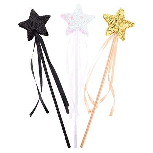 LRXIYODE 3 Stück Teiliges Feen Zauberstab mit Glitter Handlicher Sternstab für Mädchen Dekorative Zauberstäbe für Geburtstagsfeiern Kostüm Halloween und Bühnenauftritte von LRXIYODE