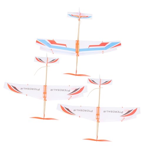LRXIYODE 3 Stück Teiliges Gummiband Flugzeugspielzeug für Handgeworfenes Outdoor Wettkampfmodell Leichte Bunte Gleiter für Jungen und Mädchen Fördert Motorische Fähigkeiten Zufällige Farbe von LRXIYODE