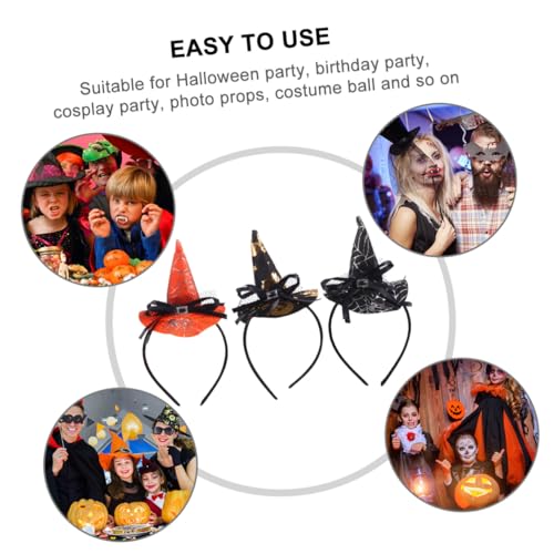 LRXIYODE 3 Stück Teiliges Halloween Hexenhut Haarreifen mit Spinnennetz Modische Haarreifen für Kreatives Partyaccessoire für Karneval Fasching und Halloween Kostüme von LRXIYODE