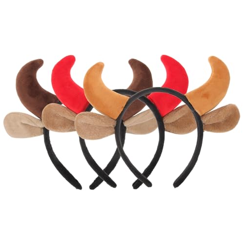 LRXIYODE 3 Stück Teiliges Halloween Horn Stirnband Modische Kuhhörner Haarreifen in Rot Dunkelbraun und Hellbraun Einzigartiger Kopfschmuck für Halloween Kostüm Cosplay Party und Karneval von LRXIYODE