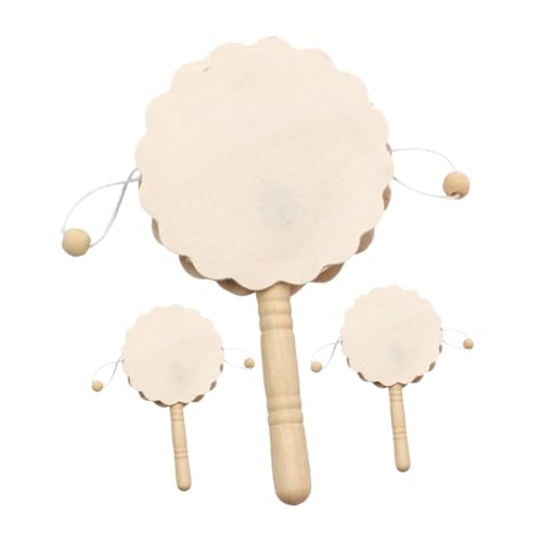 LRXIYODE 3 Stück Teiliges Holz Rasseltrommel Unbemalt DIY Bastelset für Handbemalbar Montessori Musikinstrument zur Feinmotorik und Kreativität von LRXIYODE