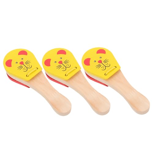 LRXIYODE 3 Stück Teiliges Holzklapper Kleinkinder Tierisch Gestaltete Ergonomisch Geformte Instrumente aus Natürlichem Holz Fördert Rhythmus Feinmotorik und Frühkindliche Musikerziehung von LRXIYODE