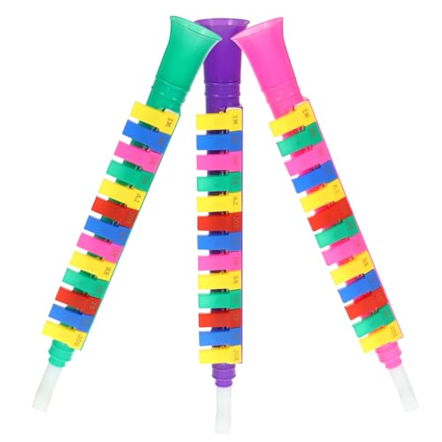 LRXIYODE 3 Stück Teiliges Kunststoff Mundharmonika Bunte Tasten Musikinstrumente für Pädagogisches zur Musikalischen Früherziehung Geschenkidee für Jungen und Mädchen Zufällige Farbe von LRXIYODE