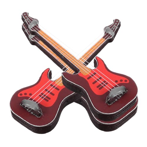 LRXIYODE 3 Stücke Teiliges Mini Gitarrenmodell Kompakt Dekorativ für Kinderzimmer Puppenhaus Musikinstrument Hochwertige Miniatur Gitarre Home Adornment von LRXIYODE