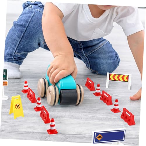 LRXIYODE 30 Stück Teiliges Mini Verkehrszeichen Simulation Straßensperren Baustellen Spielset für Draußen und Sandkasten mit Langlebigen Kunststoffbauteilen von LRXIYODE