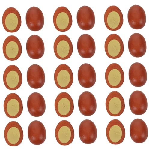 LRXIYODE 30 Stück Teiliges Miniatur Eier Halbe Künstliche Wasserkocher Eier für Realistische DIY Puppenhaus Deko Küchen und Bastelzubehör Pädagogisches Fake Food Toy von LRXIYODE