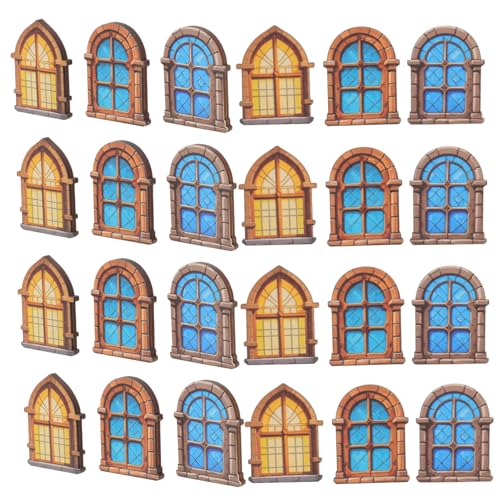 LRXIYODE 30 Stück Teiliges Miniatur Holzfenster Vintage Design Unbemalt für Puppenhaus Dekoration DIY Mini Haus Zubehör Kompatibel mit Verschiedenen Modellen Umweltfreundlich von LRXIYODE
