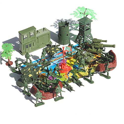 LRXIYODE 37 Stück Militärisches Modellspielzeug Set für Teiliges Sandtisch mit Soldaten Fahrzeugen Gebäuden und Zubehör Fördert Kreativität und Militärisches Verständnis für Jungen und von LRXIYODE